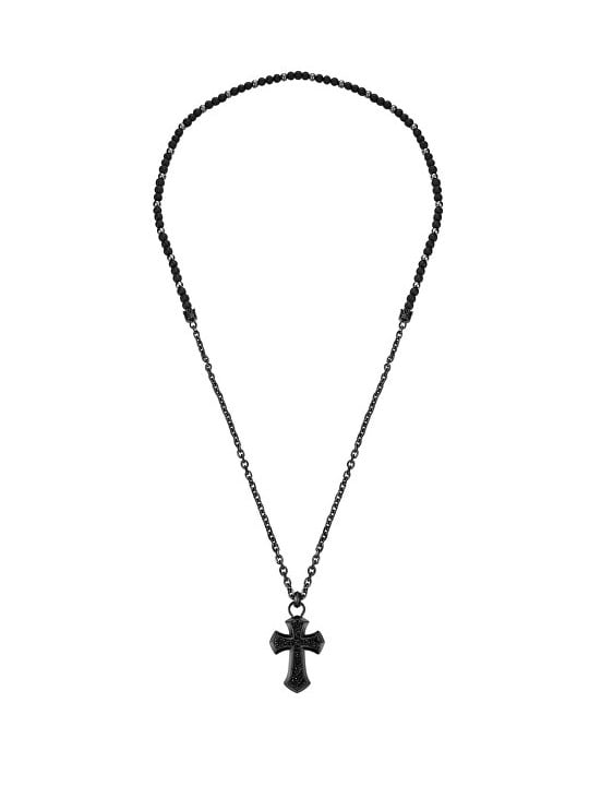 Police Collana in acciaio nero Cross Extreme Rebel PEAGN0004906 uomo