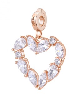 Rosato Ciondolo a forma di cuore placcato oro con zirconi cubici Story RZ245 donna