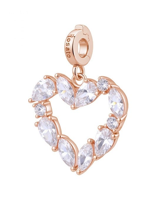 Rosato Ciondolo a forma di cuore placcato oro con zirconi cubici Story RZ245 donna