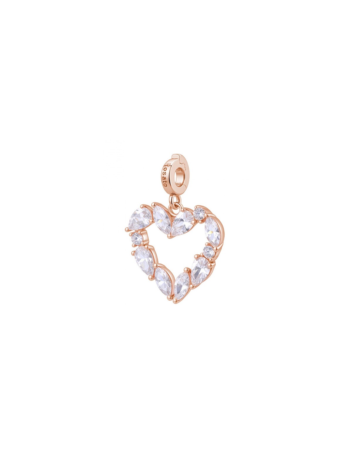 Rosato Ciondolo a forma di cuore placcato oro con zirconi cubici Story RZ245 donna