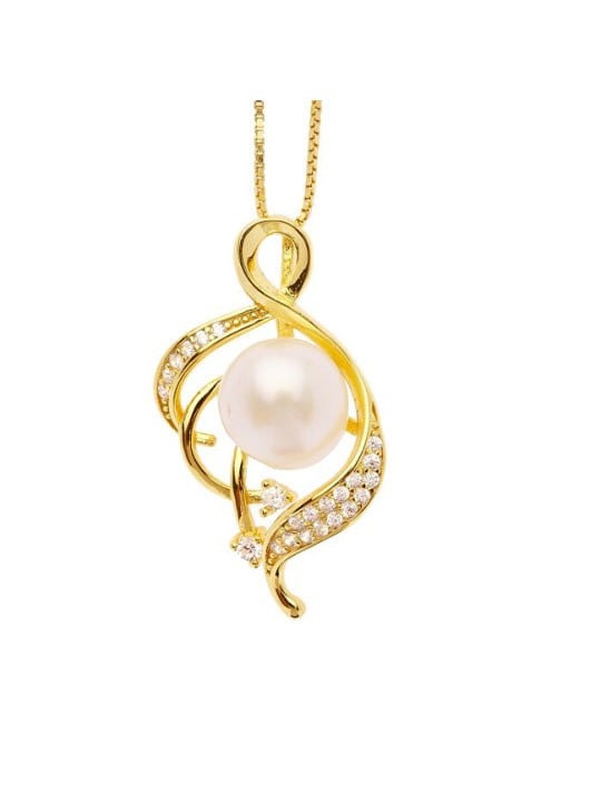 Oliver Weber Collana in argento placcato oro con perla avorio 61305G donna