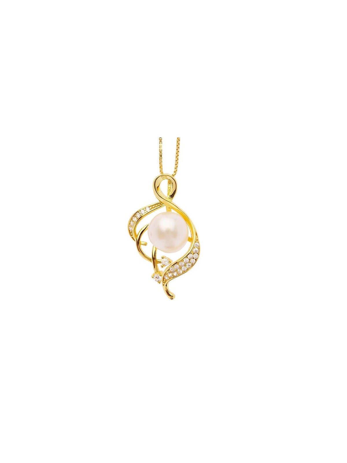 Oliver Weber Collana in argento placcato oro con perla avorio 61305G donna