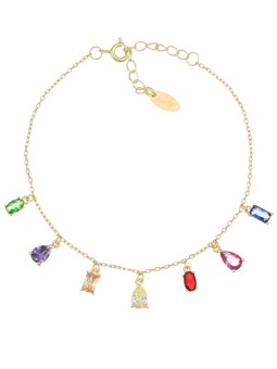 Amen Bracciale placcato oro con zirconi colorati Elegance BRRAGMZ1 donna