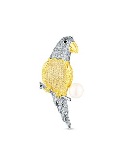JwL Luxury Pearls Incantevole spilla a forma di pappagallo placcata in oro con vera perla JL0870 donna