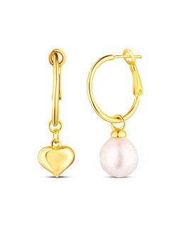 JwL Luxury Pearls Romantici orecchini asimmetrici con cuore e perla d'acqua dolce 2 in 1 JL0854 donna