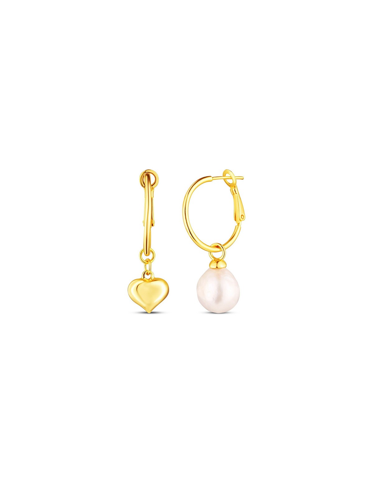 JwL Luxury Pearls Romantici orecchini asimmetrici con cuore e perla d'acqua dolce 2 in 1 JL0854 donna