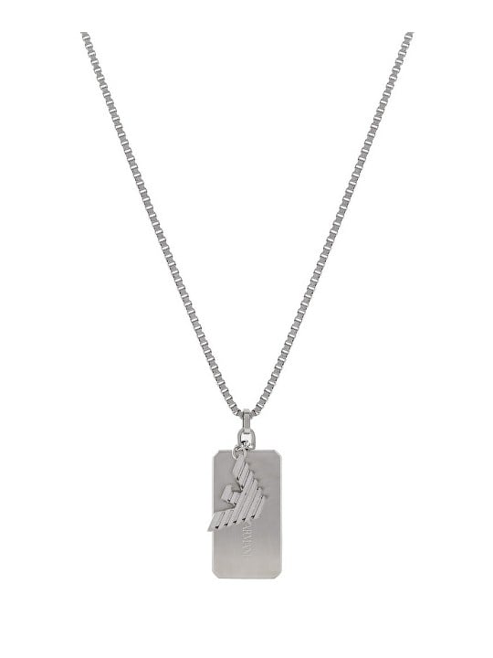 Emporio Armani Collana da uomo in acciaio con logo aquila EGS3167040 uomo