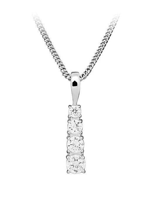 Silver Cat Bellissima collana in argento con zirconi SC576 catena, pendente donna