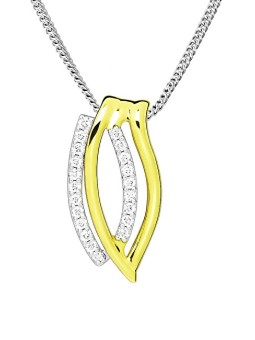 Silver Cat Elegante collana in argento con zirconi Bicolore SC599 catena, pendente donna