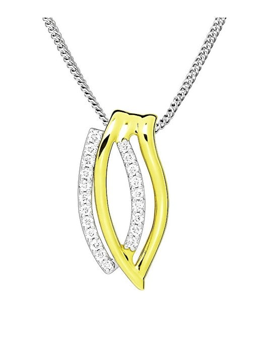Silver Cat Elegante collana in argento con zirconi Bicolore SC599 catena, pendente donna
