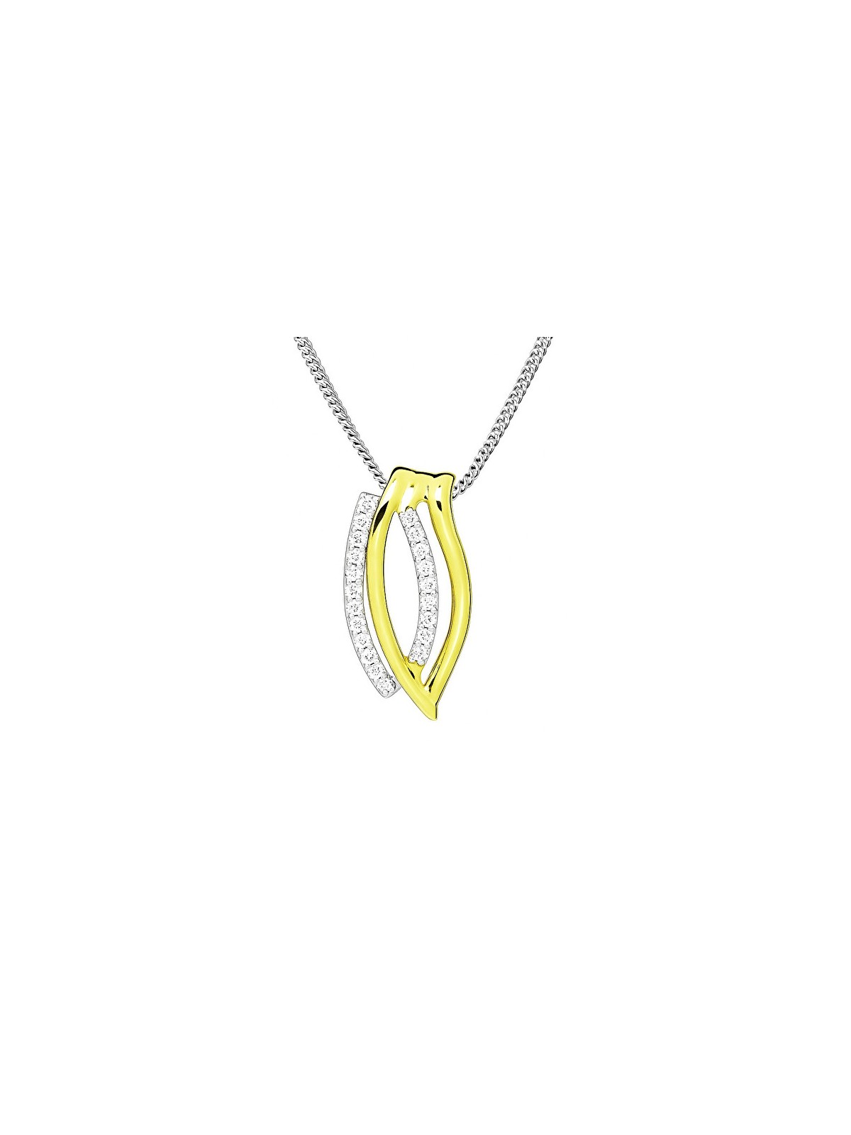 Silver Cat Elegante collana in argento con zirconi Bicolore SC599 catena, pendente donna
