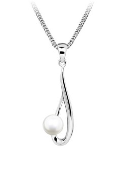 Silver Cat Incantevole collana in argento con vera perla Perle SC611 catena, pendente donna