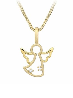 Silver Cat Collana con angelo placcata oro e zirconi SC642 catena, pendente donna