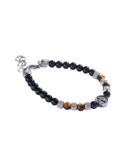 Marc Malone Bracciale con perline occhio di tigre MCGB5018 uomo