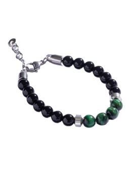 Marc Malone Elegante bracciale con perline e quarzo verde MCGB5020 uomo