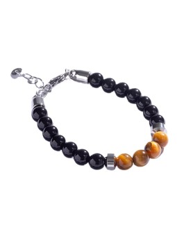 Marc Malone Elegante bracciale con perline e occhio di tigre MCGB5021 uomo