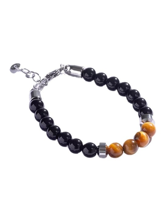 Marc Malone Elegante bracciale con perline e occhio di tigre MCGB5021 uomo