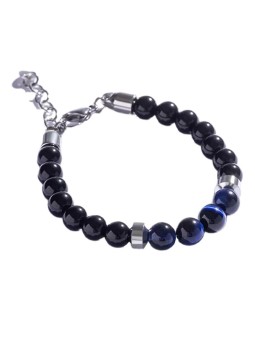 Marc Malone Elegante bracciale con perline e occhio di tigre blu MCGB5022 uomo