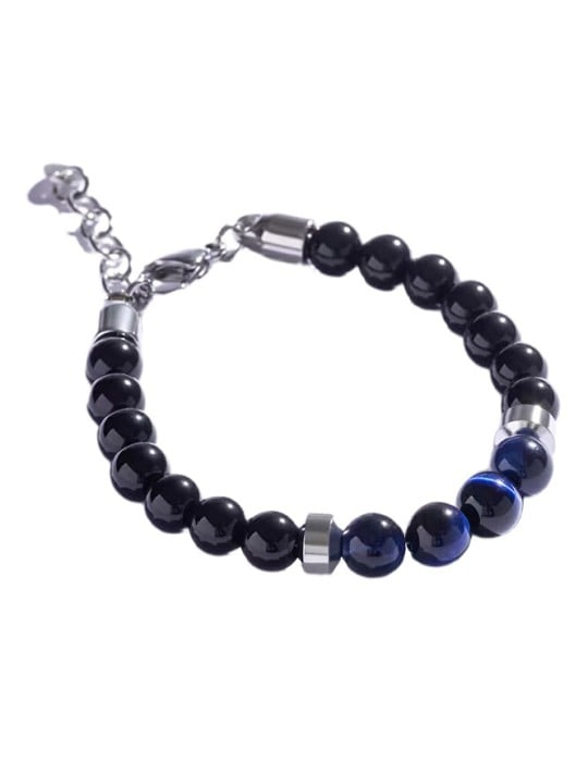 Marc Malone Elegante bracciale con perline e occhio di tigre blu MCGB5022 uomo