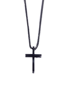 Marc Malone Collana senza tempo in acciaio nero con croce MCGN5048B uomo