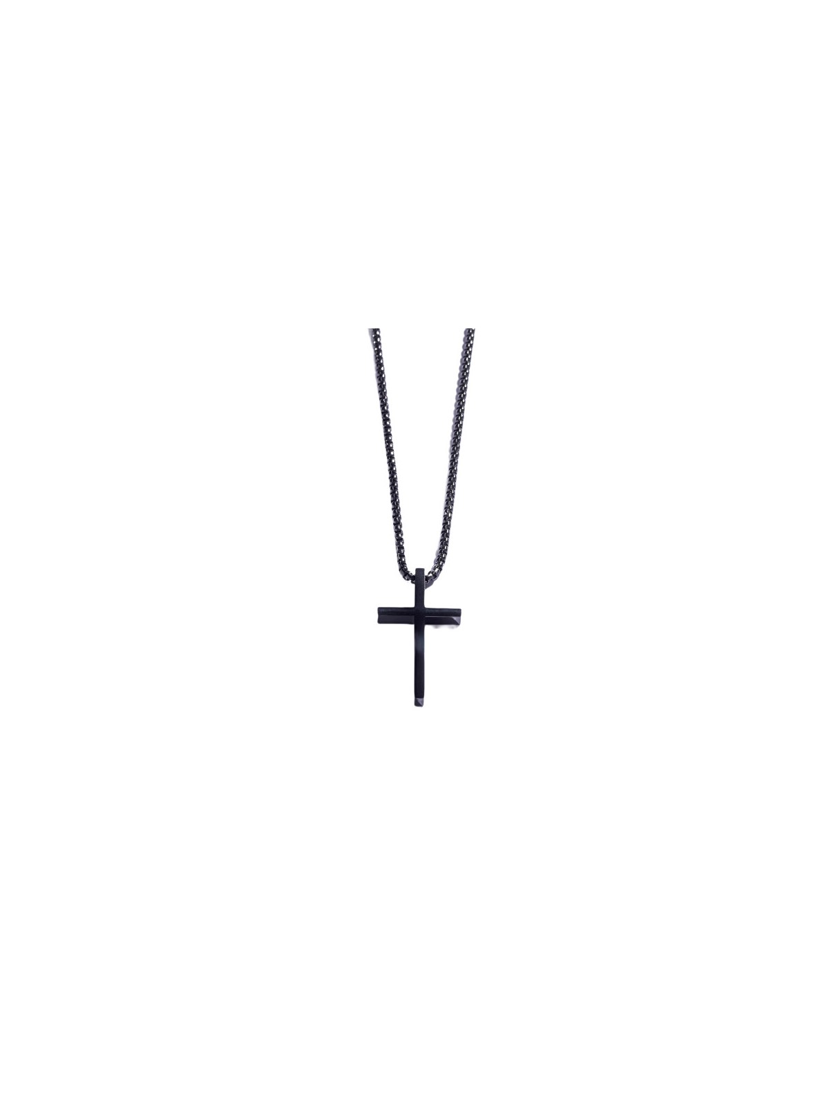 Marc Malone Collana senza tempo in acciaio nero con croce MCGN5048B uomo