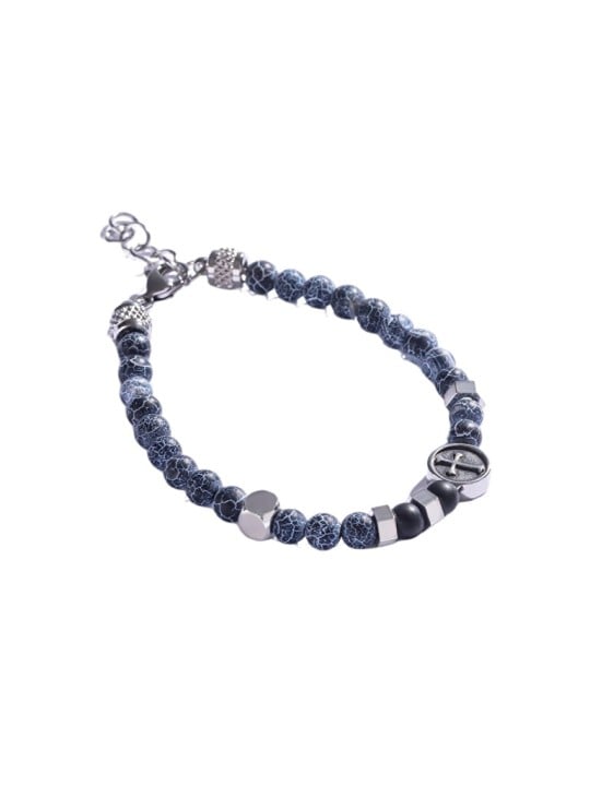 Marc Malone Bracciale da uomo con perline e agata craquelé MCGB5025 uomo