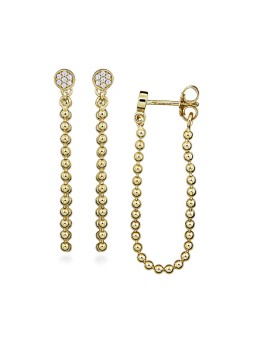 Silver Cat Orecchini a catena placcati in oro con zirconi cubici SC534 donna