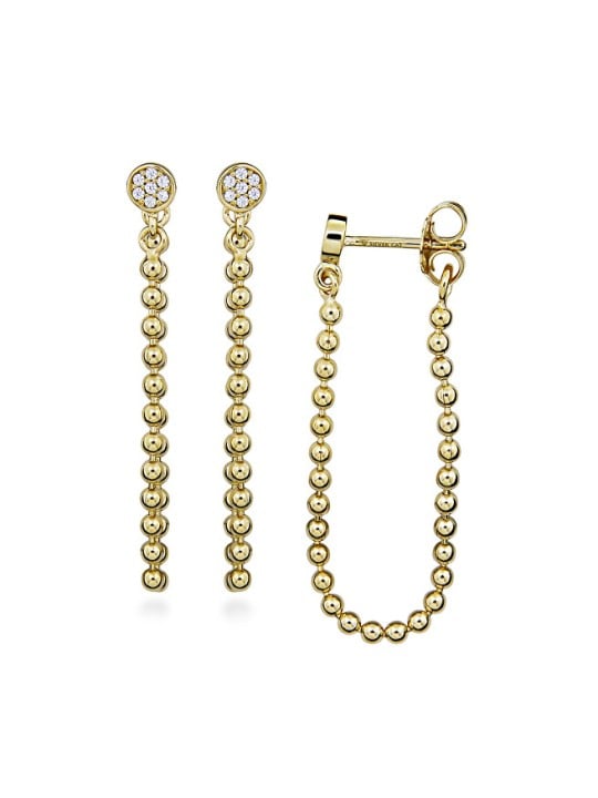 Silver Cat Orecchini a catena placcati in oro con zirconi cubici SC534 donna