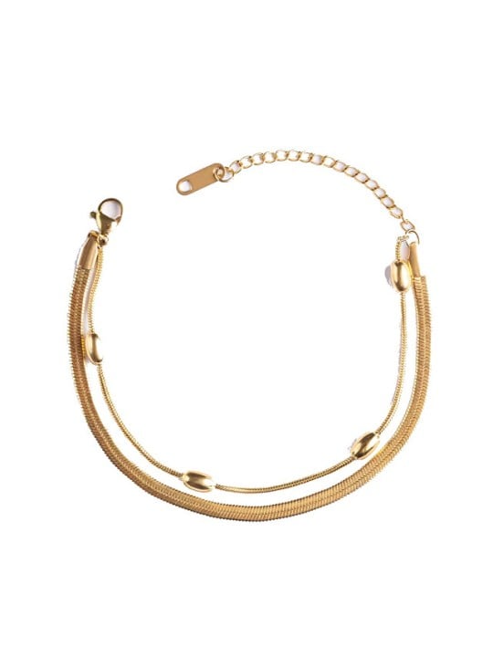 Emily Westwood Bracciale doppio in acciaio placcato oro Elysian EWB250173G donna