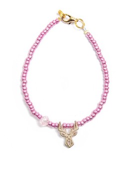 Deers Mini braccialetto rosa con perline e corno di cervo donna