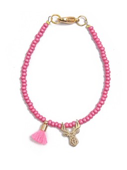 Deers Mini braccialetto di perline fucsia con corno di cervo donna