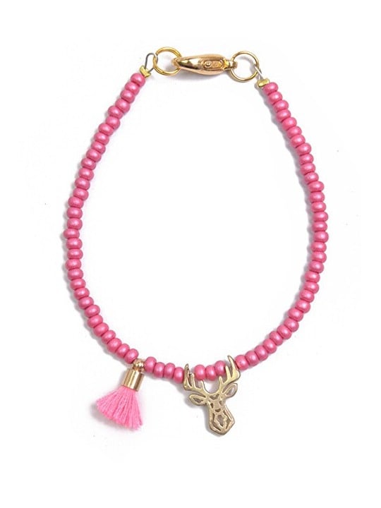 Deers Mini braccialetto di perline fucsia con corno di cervo donna