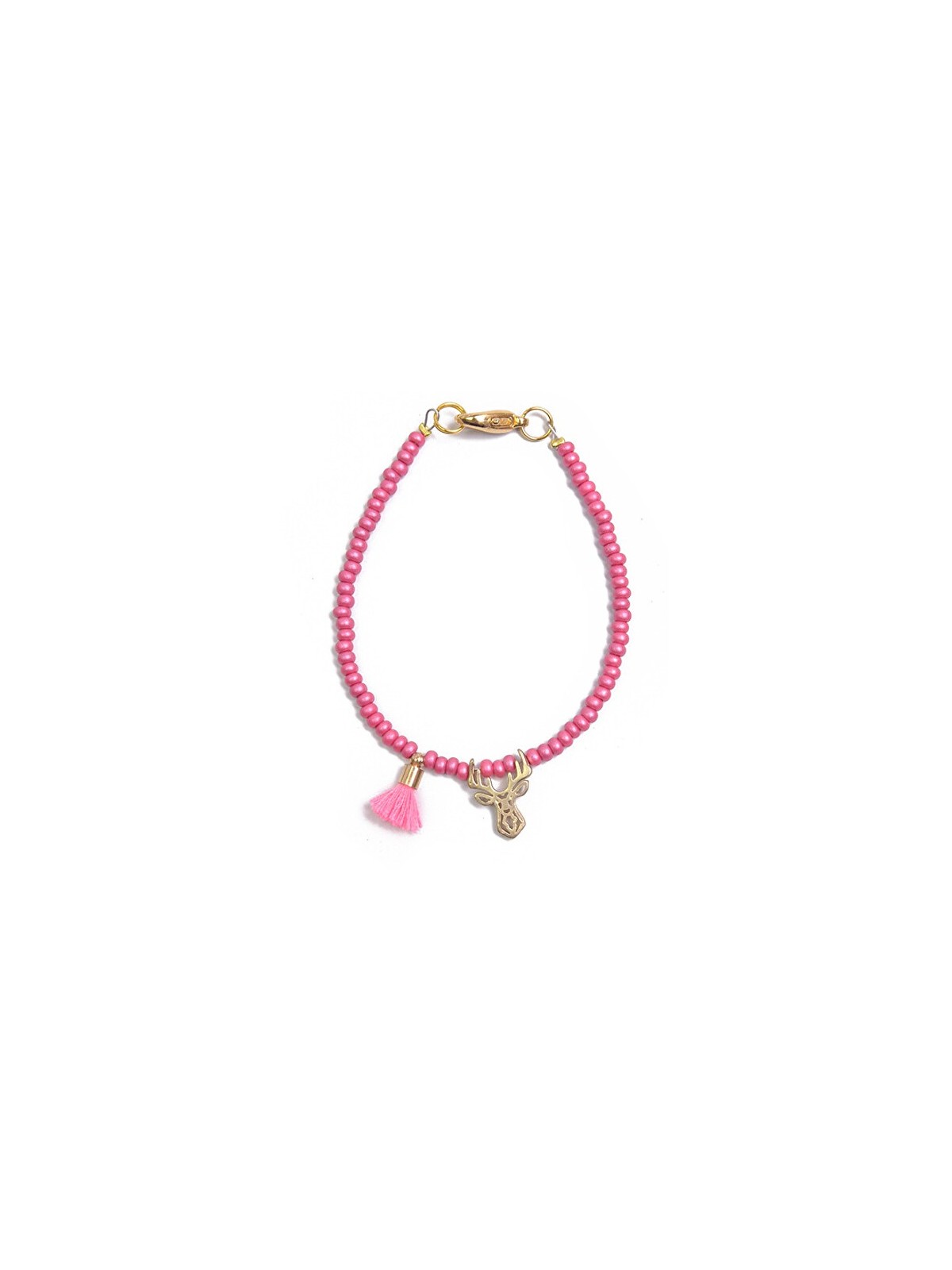 Deers Mini braccialetto di perline fucsia con corno di cervo donna