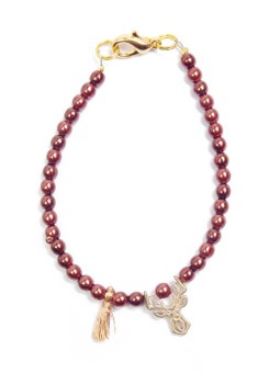 Deers Mini braccialetto di perline marroni con corno di cervo donna