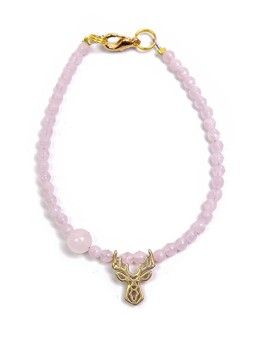 Deers Mini bracciale rosa chiaro con perline e quarzo rosa donna