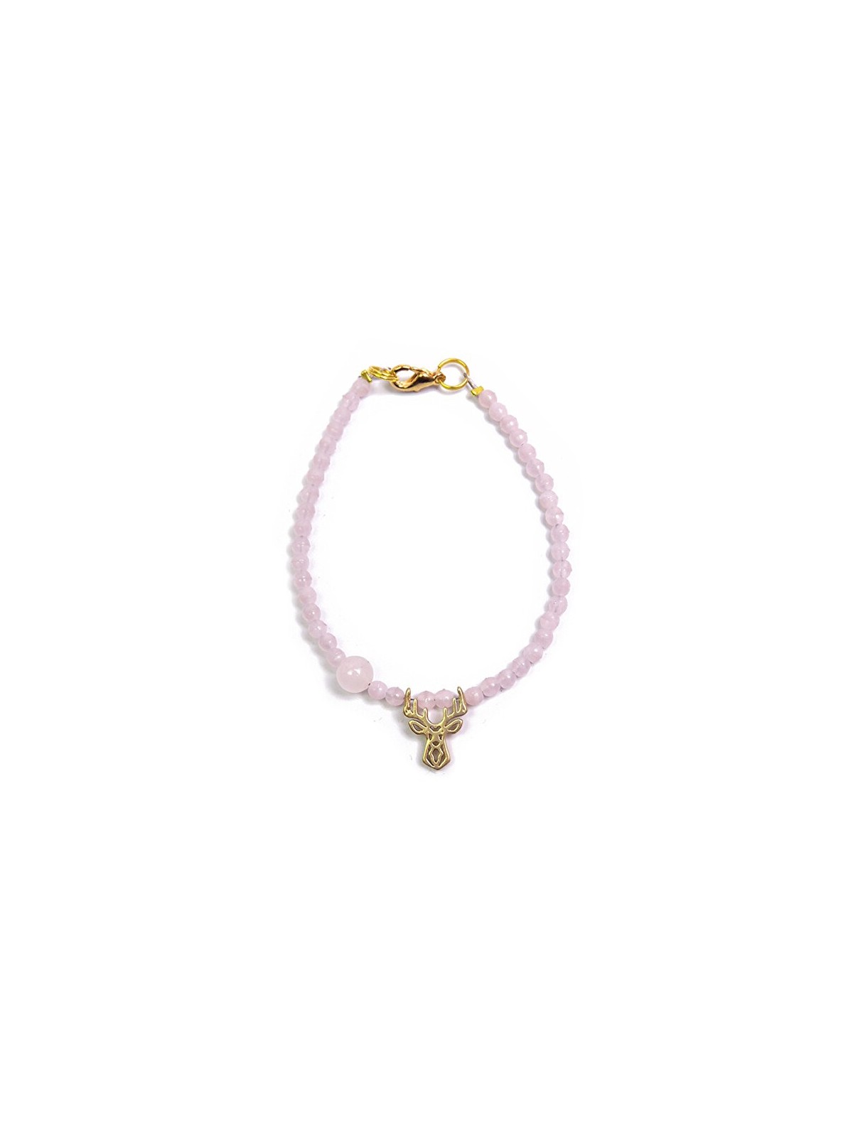 Deers Mini bracciale rosa chiaro con perline e quarzo rosa donna