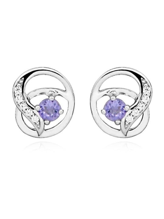 Silver Cat Orecchini pendenti in argento con ametiste sintetiche SC458 donna