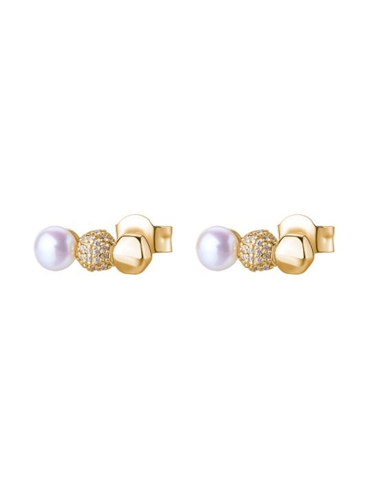 Rosato Orecchini lunghi placcati in oro con zirconi e perle Azzurra RZAZ025 donna