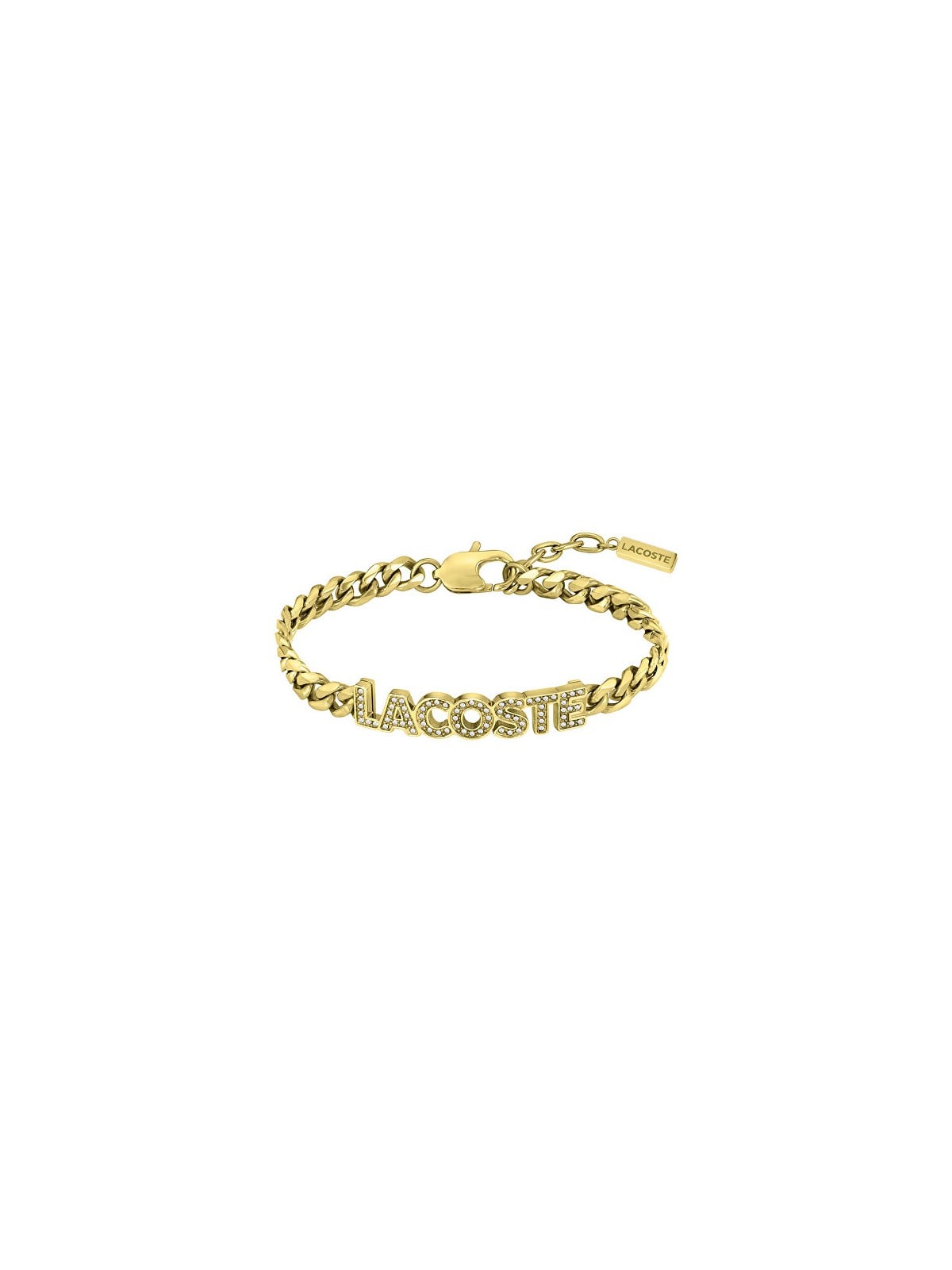 Lacoste Bracciale da donna in acciaio placcato oro con scritta 2040063 donna