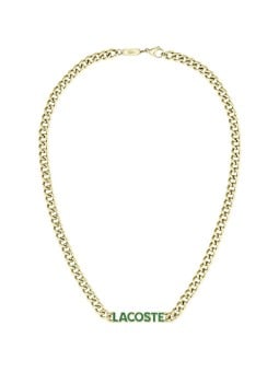 Lacoste Collana distintiva in acciaio placcato oro con scritta 2040475 uomo