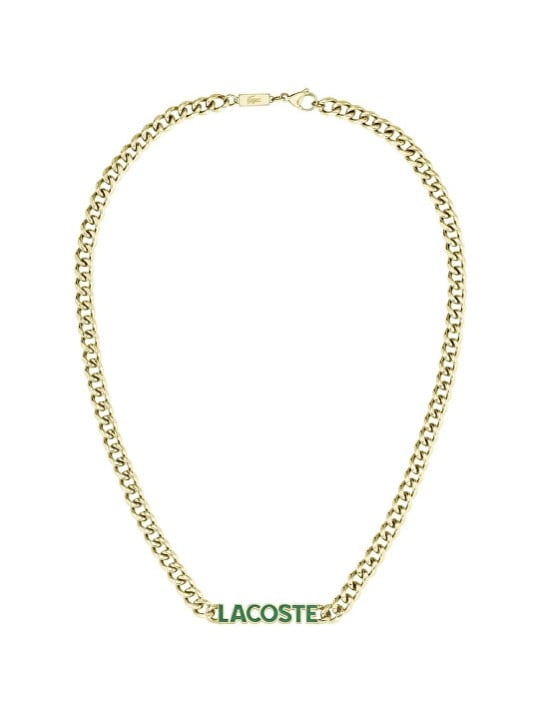 Lacoste Collana distintiva in acciaio placcato oro con scritta 2040475 uomo