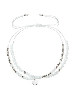 Evolution Group Bracciale doppio in tessuto con perline bianche 13038.1 donna