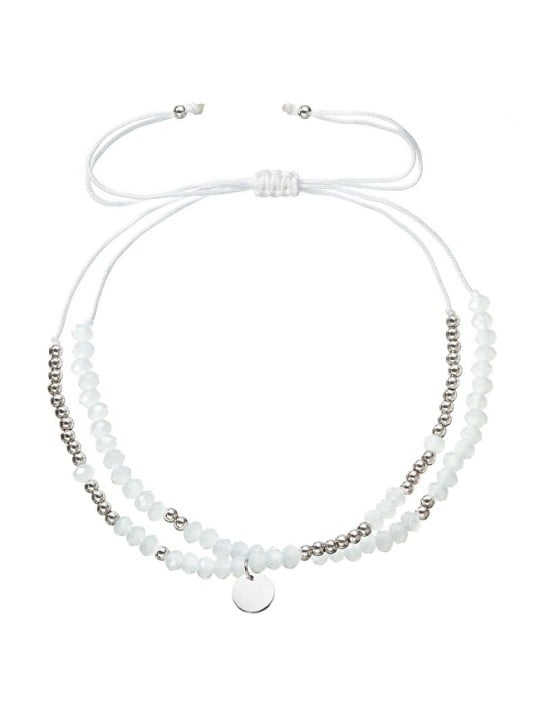 Evolution Group Bracciale doppio in tessuto con perline bianche 13038.1 donna