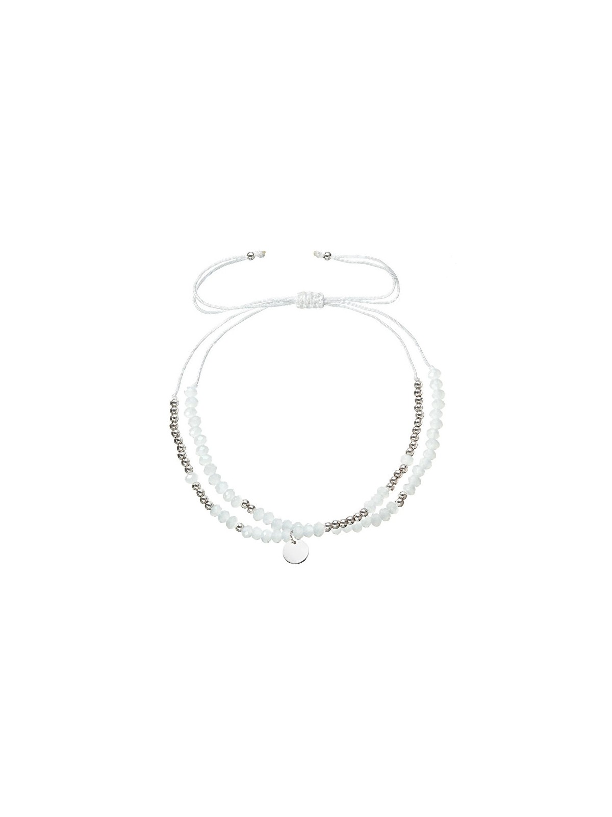 Evolution Group Bracciale doppio in tessuto con perline bianche 13038.1 donna