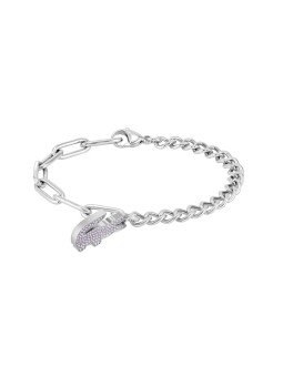 Lacoste Bracciale da donna in acciaio con cristalli viola, modello coccodrillo 2040554 donna
