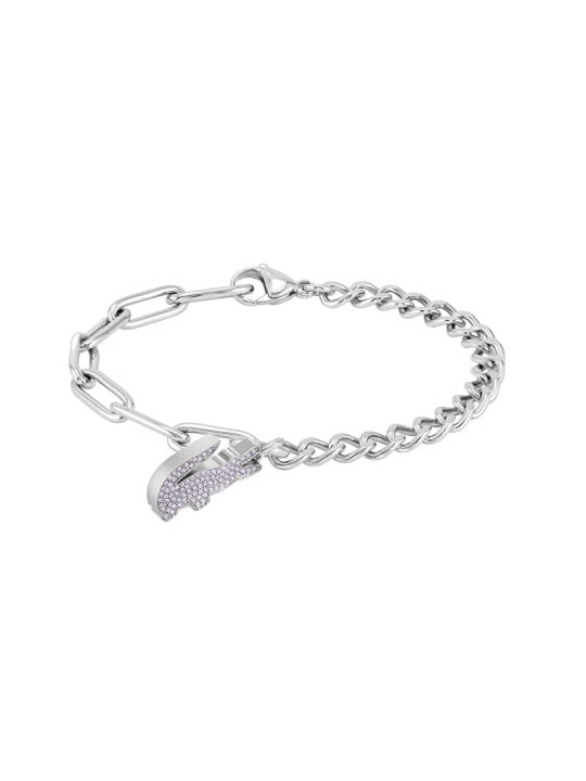 Lacoste Bracciale da donna in acciaio con cristalli viola, modello coccodrillo 2040554 donna