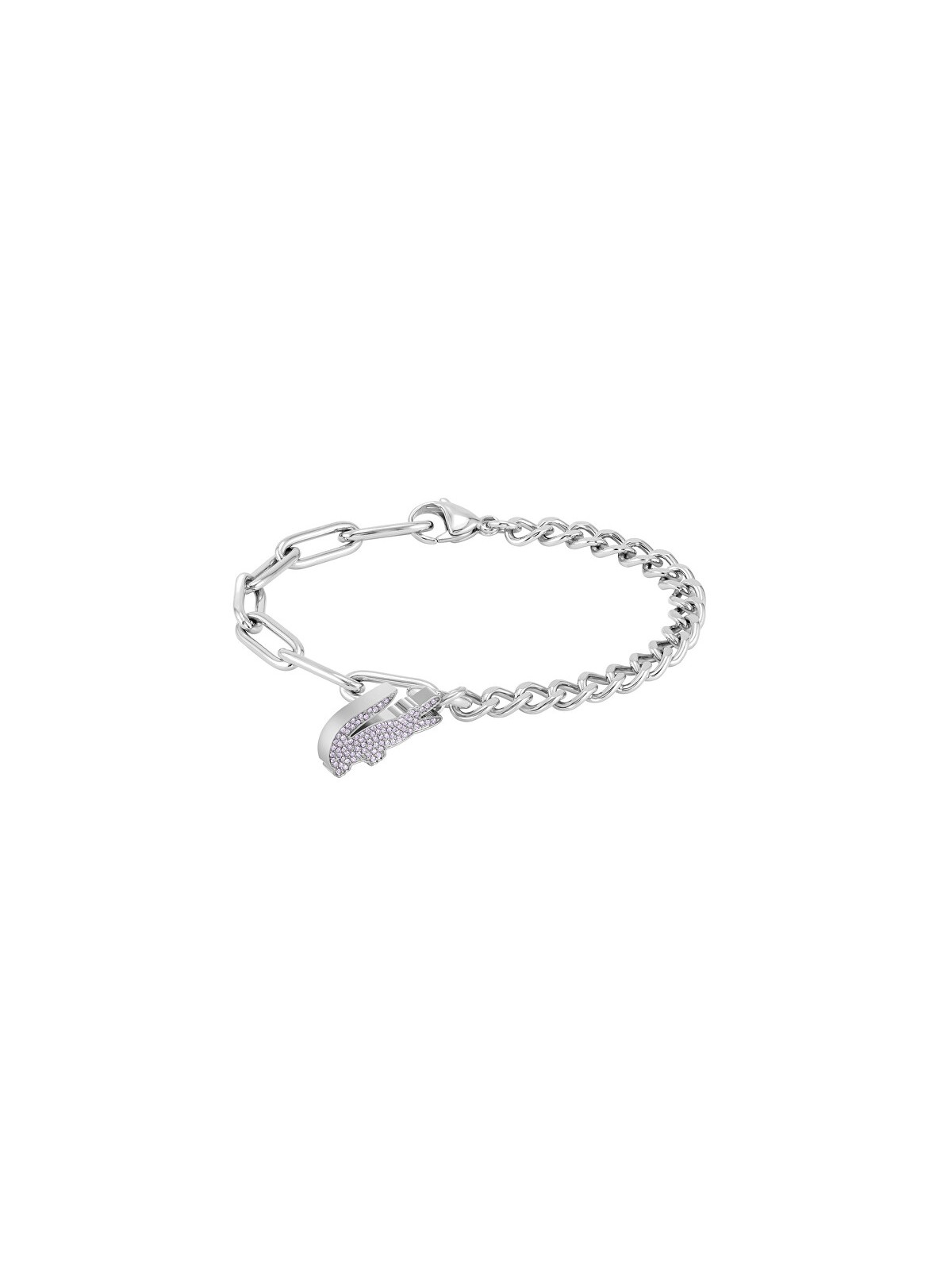 Lacoste Bracciale da donna in acciaio con cristalli viola, modello coccodrillo 2040554 donna