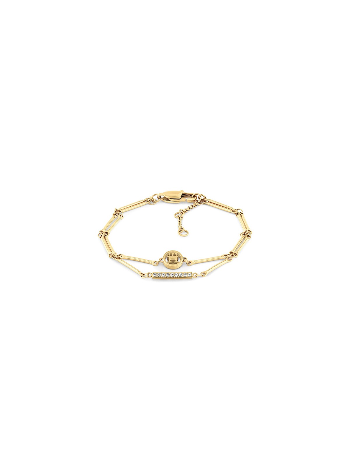 Tommy Hilfiger Elegante bracciale doppio placcato oro con cristalli 2781000 donna