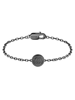 Hugo Boss Bracciale in acciaio nero con doppia B 1580764M unisex