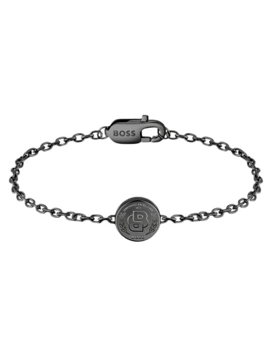 Hugo Boss Bracciale in acciaio nero con doppia B 1580764M unisex